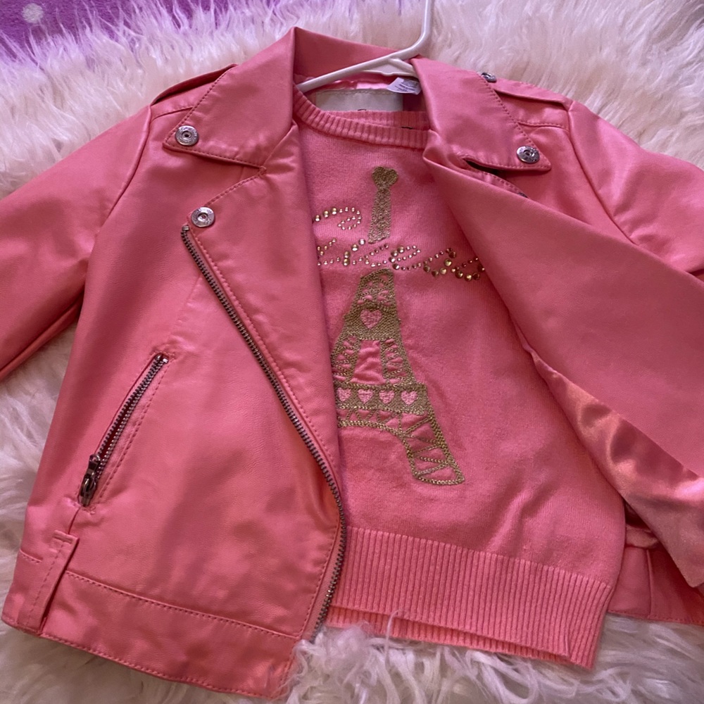 Girls size 6 GUESS Biker Jacket and Sweater set